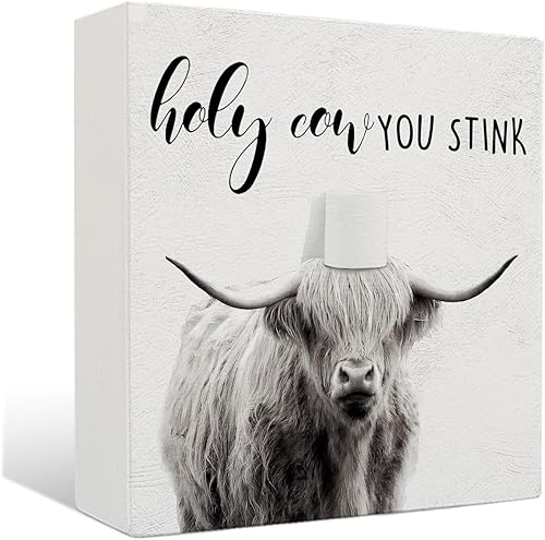 Miniatura 41 de Decoración de Baño de Vaca Highland - Hello Sweet Cheeks Decoración de Baño, Letrero de Madera Rústico del Oeste de Vaca Highland, 5 X 5 Pulgadas