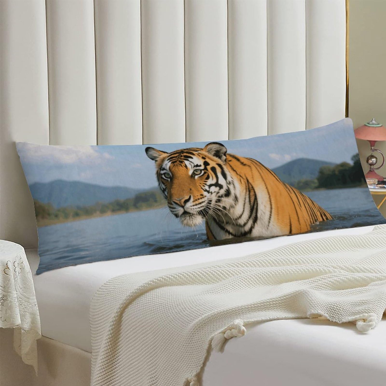 Body Pillow Cover 20x54 Long Pillow Case with Invisible Zipper Breathable Microfiber Tiger Pillowcase Soft Cozy Protector for Bedroom Couch Sofa Bed Home Decor All Seasons