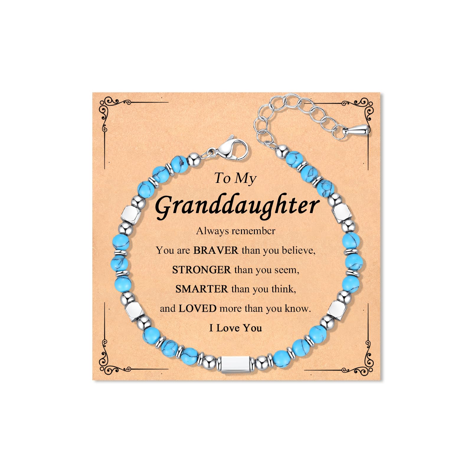 Nature Stone Bracelet, Trendy Teen Girl Gift Ideas with Quote Card for Birthday Christmas Easter Valentines