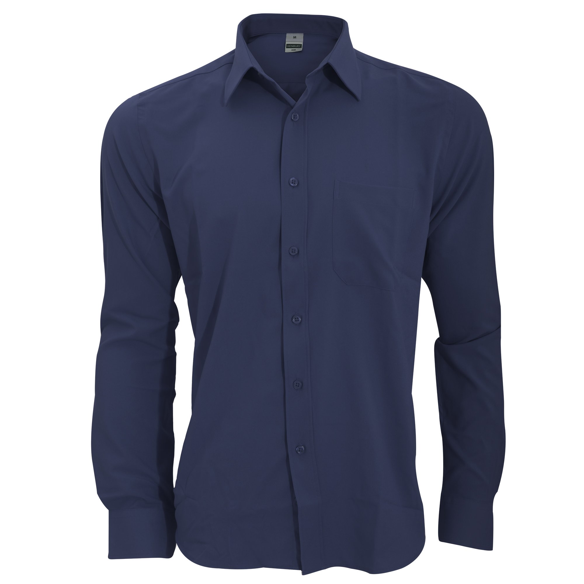 Henbury - Camisa Transpirable para Trabajar de Manga Larga accion Anti-Bacterial Hombre/Caballero - Trabajo/Fiesta/Verano (Pequeña (S)) (Azul Marino)