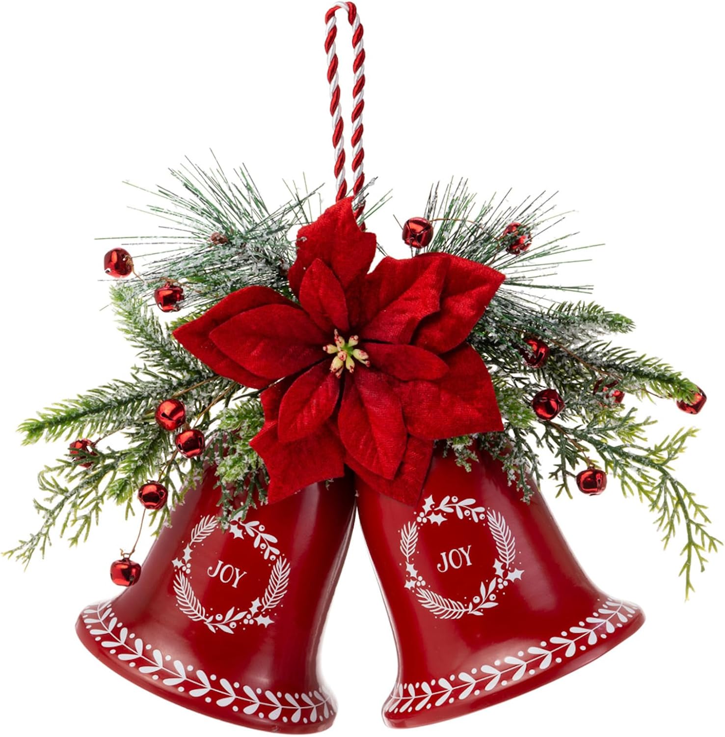 Boston International Christmas Bells Door Hanger Winter Holiday Doorknob Decorations for Home, 11.75" x 8", Joy Red Bells