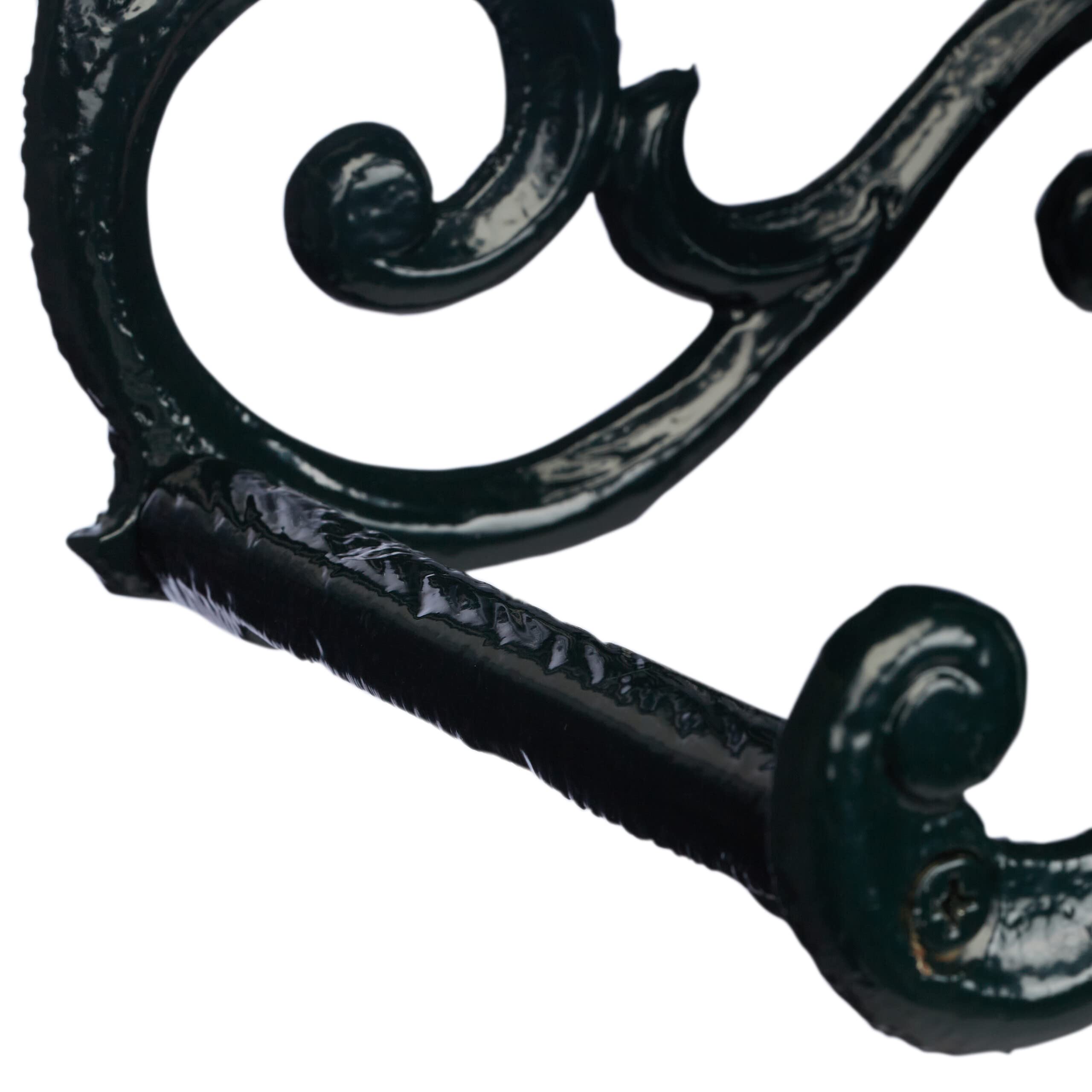 Relaxdays Soporte Manguera Pared, Cuelgamangueras Estilo Vintage, 24,5 x 31,5 x 15,5 cm, Hierro Fundido, Verde Oscuro