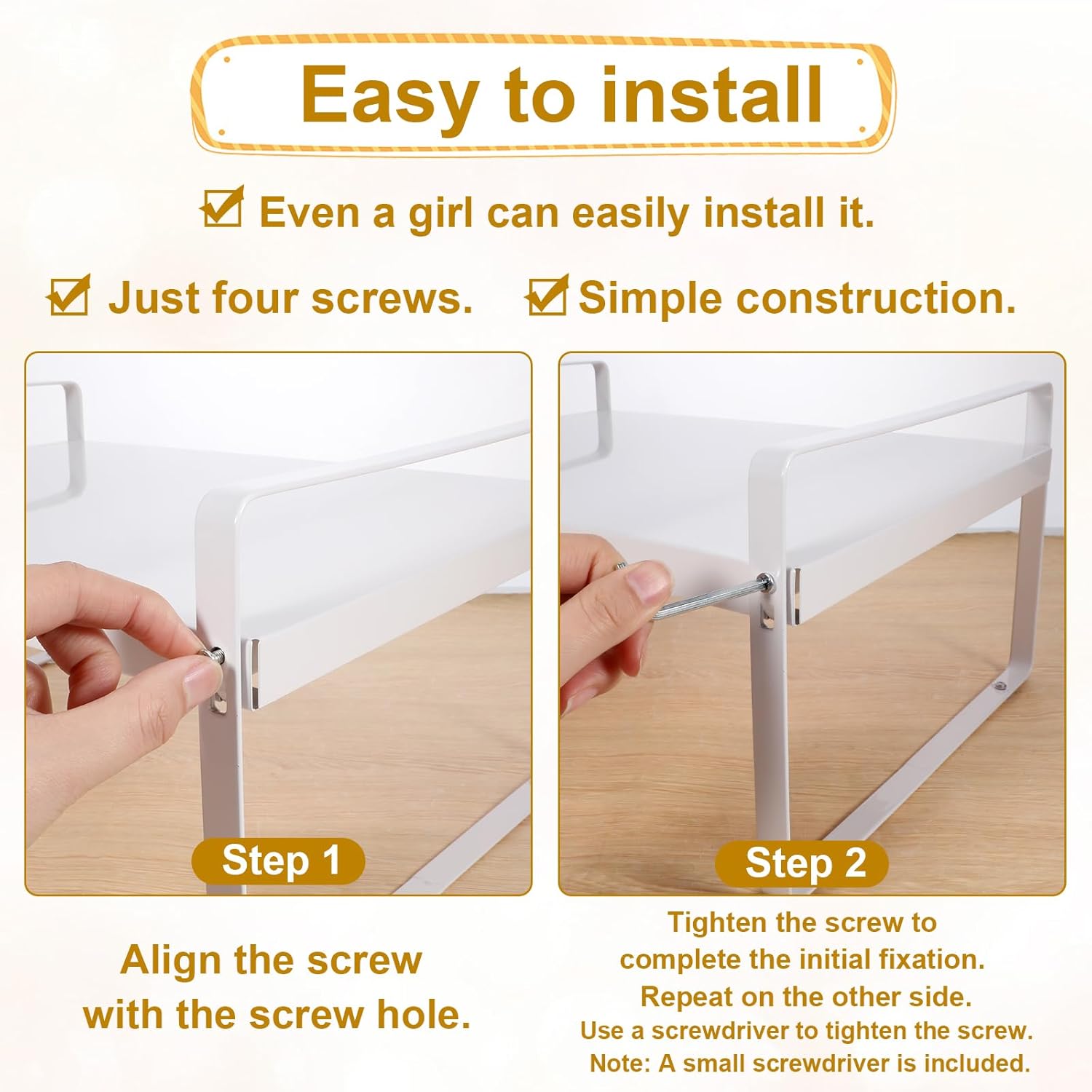 2 Pack Expandable White Shoe Rack Organizer for Closet, Stackable Iron Small Shoe Racks Shelves Space Saving Metal Free Standing Shoes Rack for Closets, Entryway, Front Door, Hallway