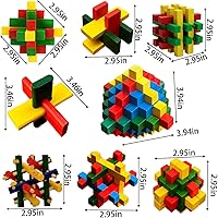 Vista 5 de Paquete de 18 rompecabezas grandes de madera para el cerebro, rompecabezas de madera con caja de embalaje de regalo, juegos de rompecabezas mágicos