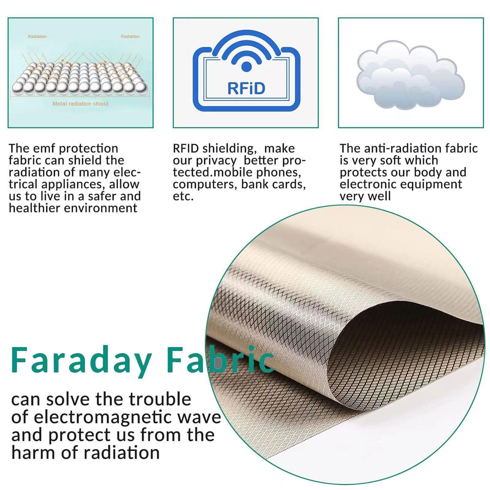 Tissu Antimagnétique RFID Porte-Monnaie Spécial Carte Bancaire Tissu, Faraday RF Isolement EMI, Blocage du Signal RF GPS Blocage WiFi GPS et Signal de Cellule,silver-5m