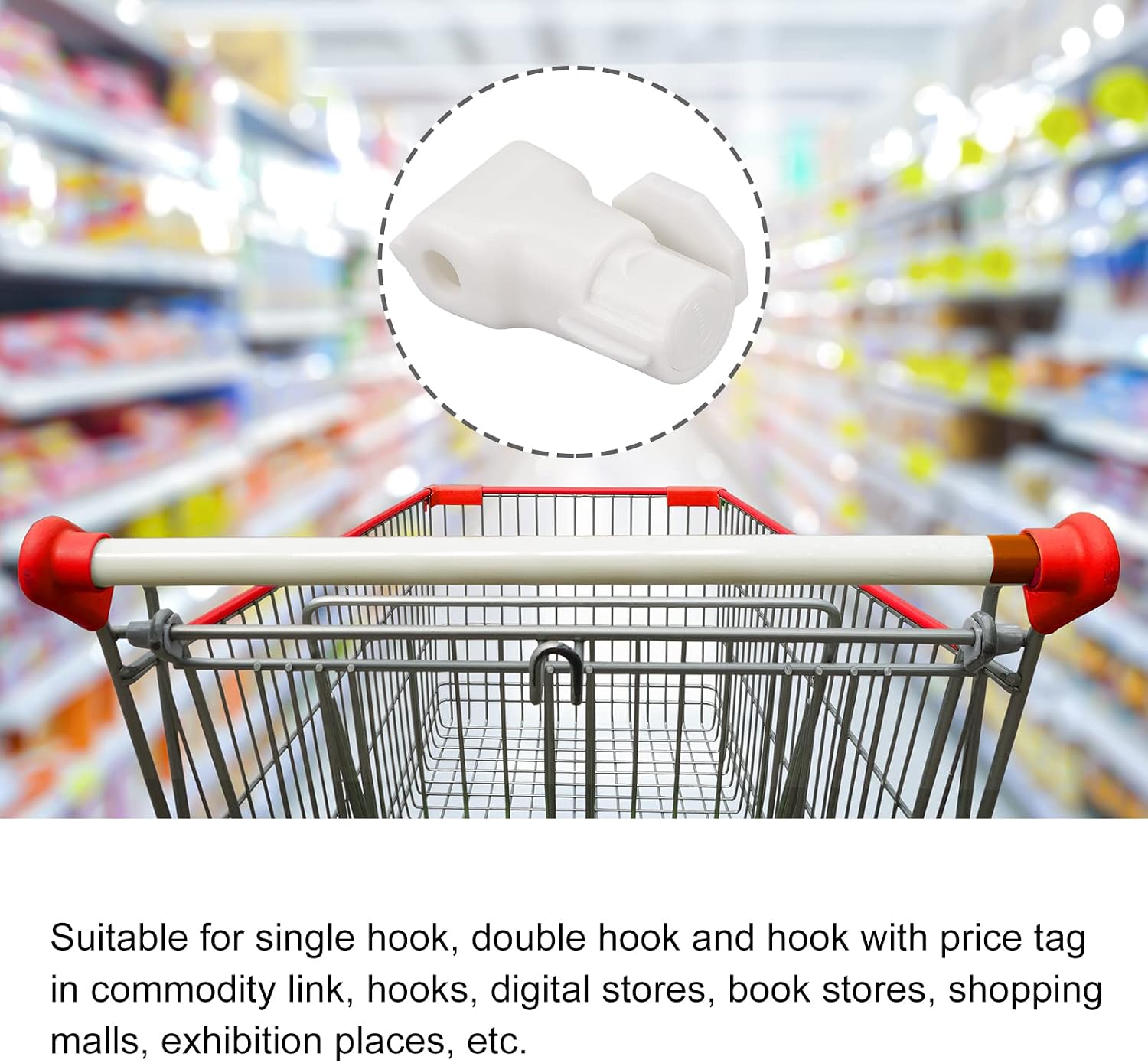MECCANIXITY Retail Store Supermarket Mobile Phone Anti-Theft Hook Lock, 6mm Special Magnetic Display Shelf Lock,Peg Hook,White with Words Pack of 30