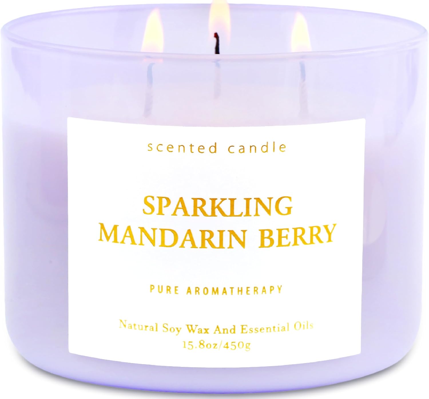 Sparkling Mandarin Berry 3-Wick Soy Candle | 15.8 oz Large Aromatherapy Candle for Home | Clean Burn Long Lasting | Citrus Berry Scent | Gift Ready