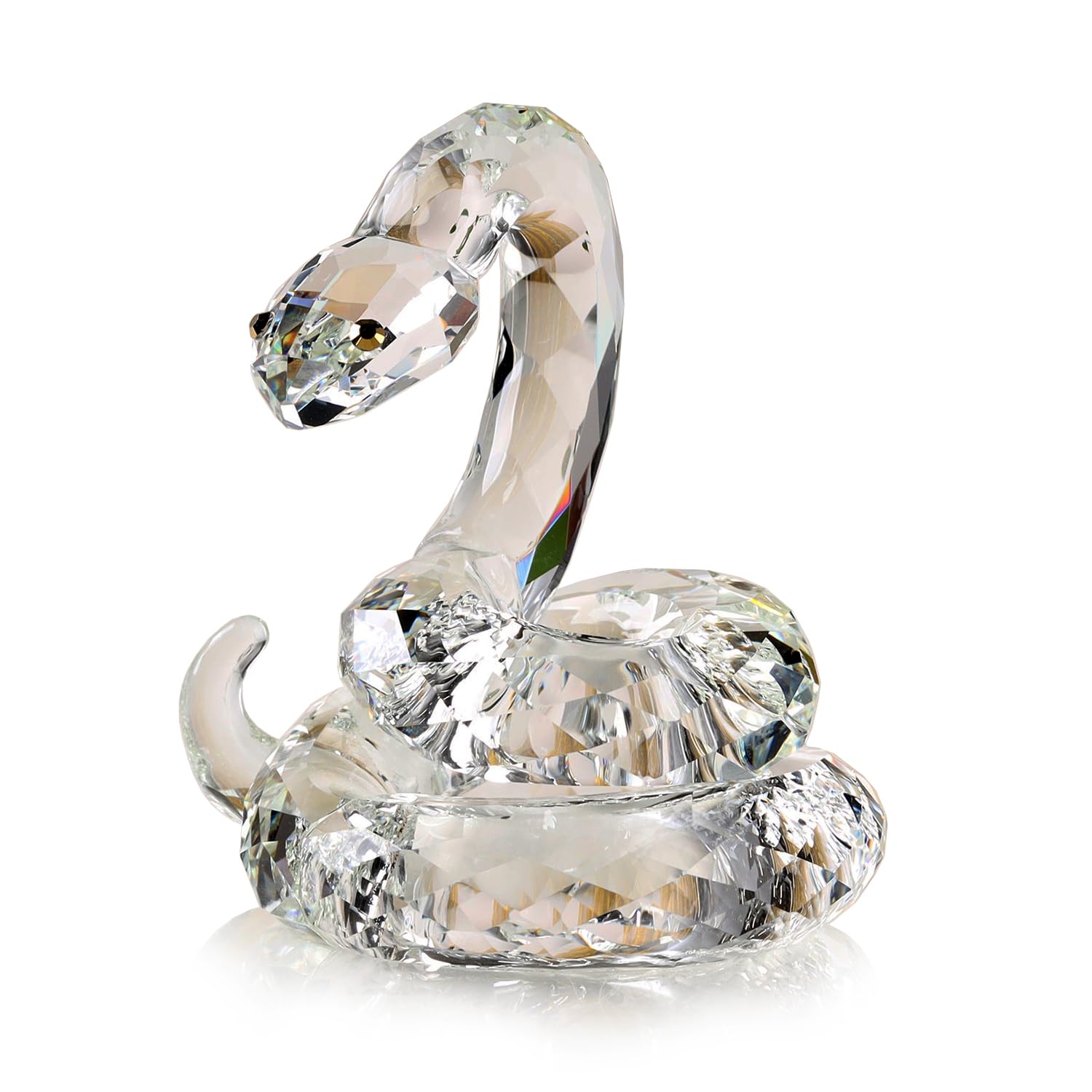 DOJOZ Serpent enroulé en cristal réaliste - Collection de vacances - Décoration de table - Figurines de collection - Cadeaux de Noël et de Nouvel An (transparent)