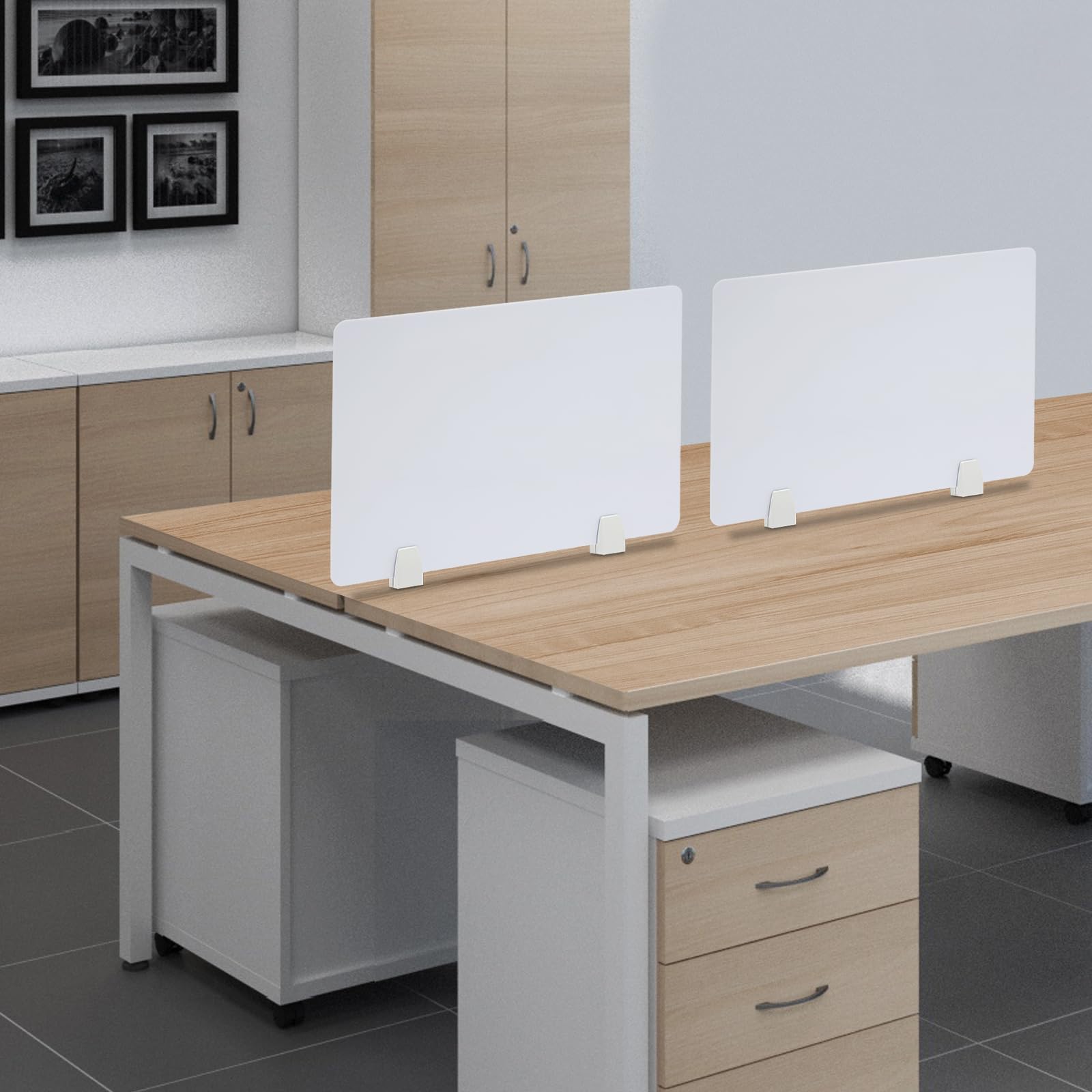 Panel de privacidad de PVC blanco para escritorio, divisor independiente para distracciones visuales, 2 piezas (largo 60 cm x alto 60 cm), reducción de ruido de escritorio de oficina Worpace
