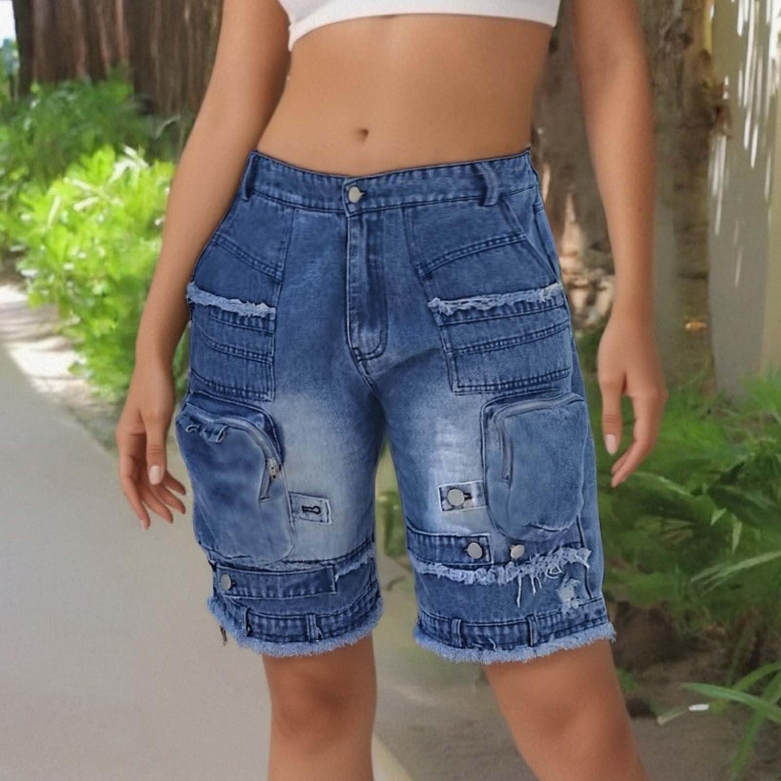 Generico Jeans Corti Donna Shorts Texani Spiaggia Vita Bassa Corsa Pantaloncini Eleganti Wide Leg Alta Allenamento Baggy Estivi Tennis Mare