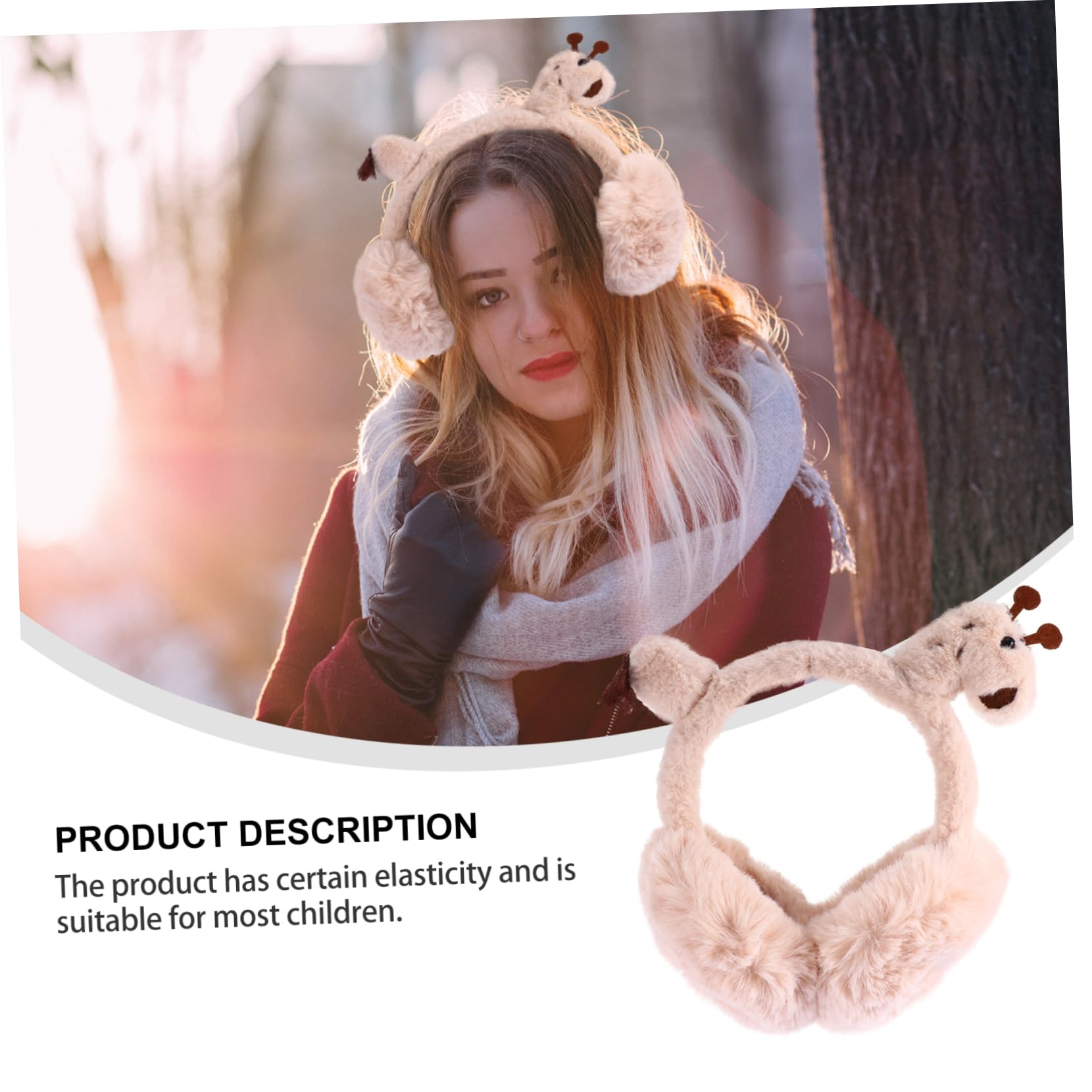 adorabile paraorecchie Scaldino orecchie pieghevole portatile Copriorecchie giraffa piega scalda orecchie giraffa Caldo paraorecchie in peluche​​​​​​​ cuffia invernale stoffa