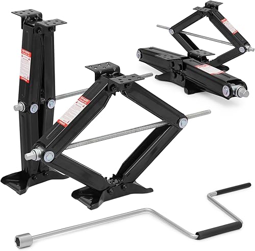 M-AUTO Juego de 4 gatos para autocaravana con asa, construcción de acero, carga de hasta 5000 libras de capacidad, 23.5 pulgadas de altura máxima de