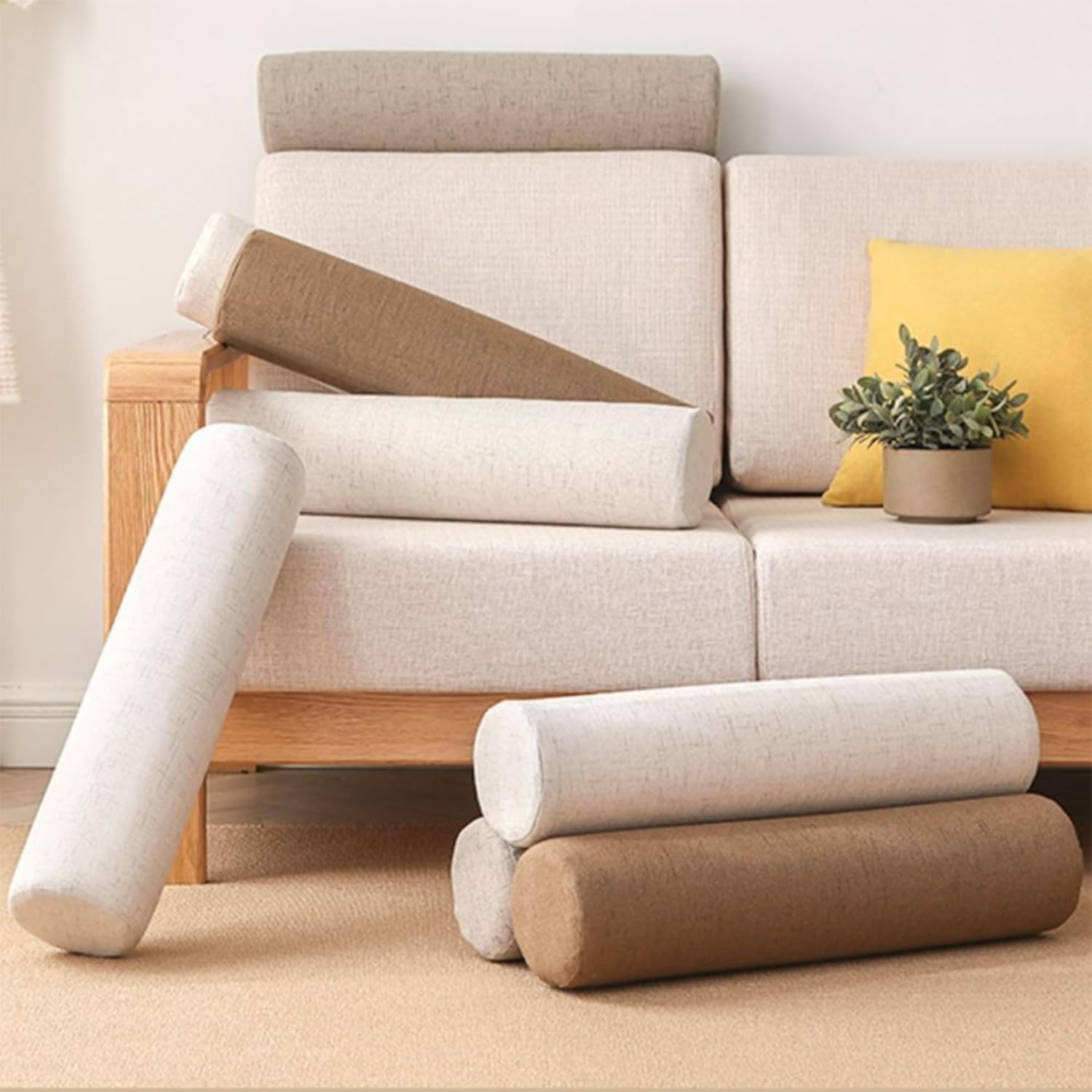 Cuscino Cilindrico Rotolo Per Cervicale E Lombare - Spugna Memoria, Fodera Rimovibile, 15x60cm