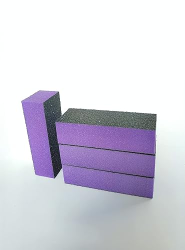 YUBO 10 Pcs 3 Way Nail Sanding Buffer Block Polisher Buffing File 80 for Gel Acrylic Nails for Natural Nail Pedicure Manicure Files(purple)