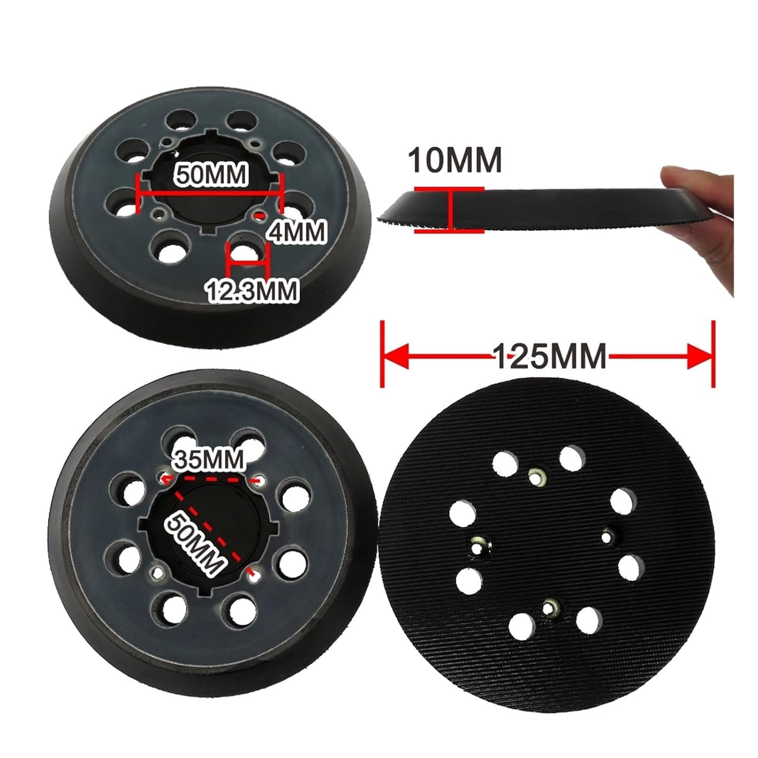 5 Inch 8-Hole Backup Sanding Pad - 125mm Hook & Loop for Orbital Sander Polishing 1pc