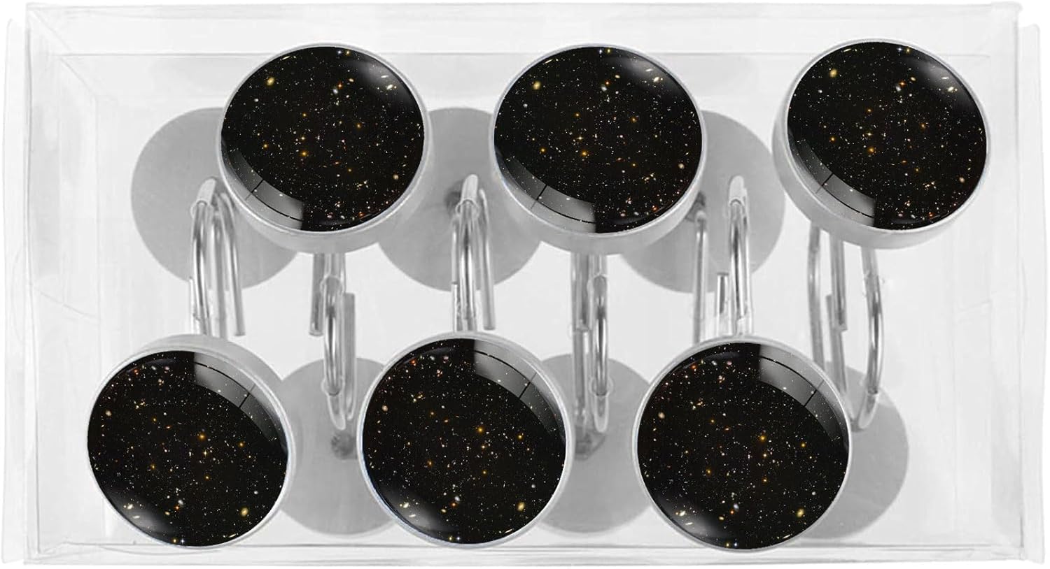 Universe Galaxy Shower Curtain Hooks Set of 12 Rustproof Metal Shower Hooks for Curtains Rods Shower Curtain Rings for Bathroom Living Room Bedroom Decor
