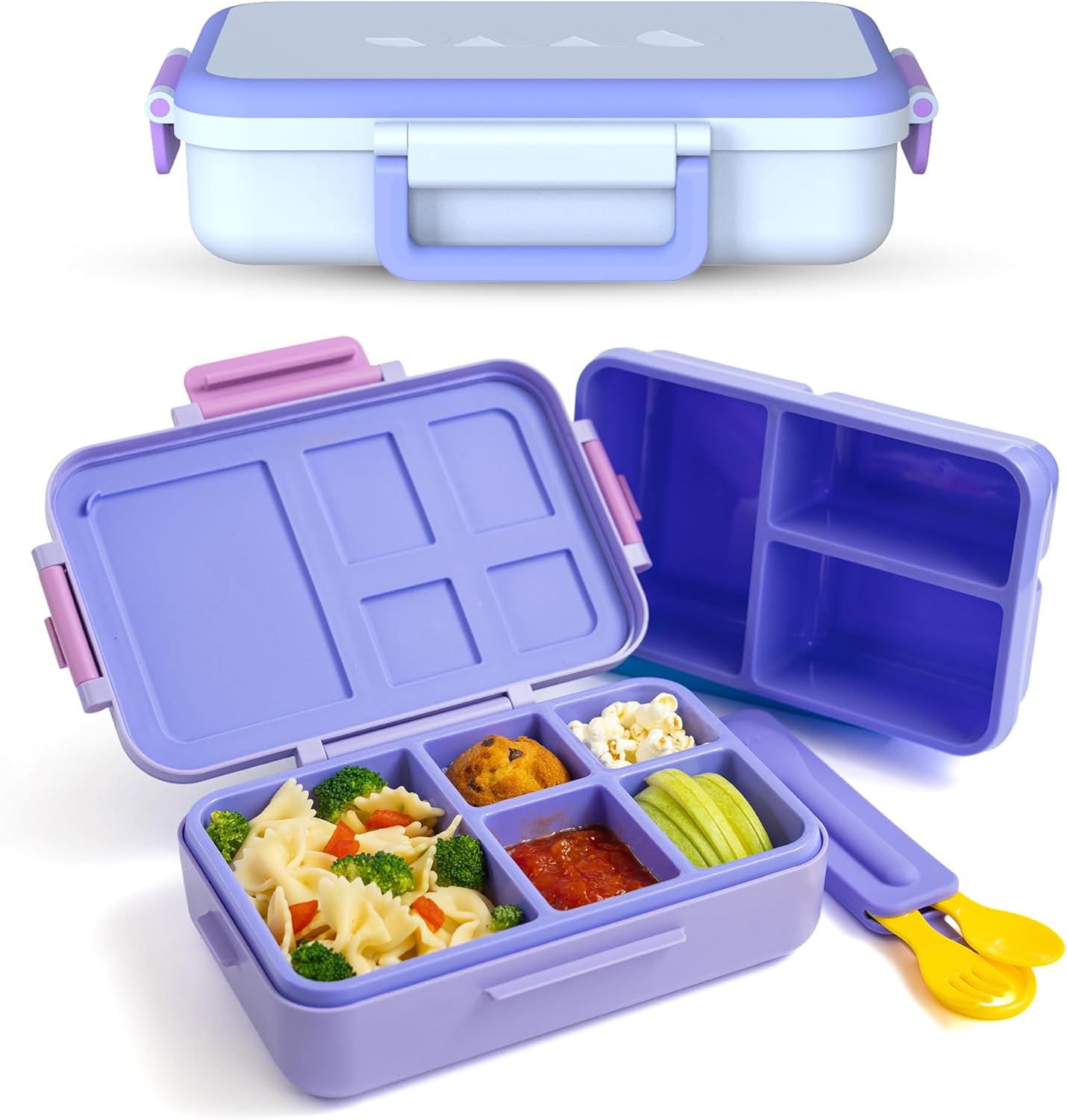 OVVE Ultimate Kids Bento Box & Cutlery Set - Leakproof Lunch Box for Kids with Interchangeable Inserts, BPA-Free, Dishwasher & Microwave Safe - Lunch Containers for School & Preschool (Purple)
