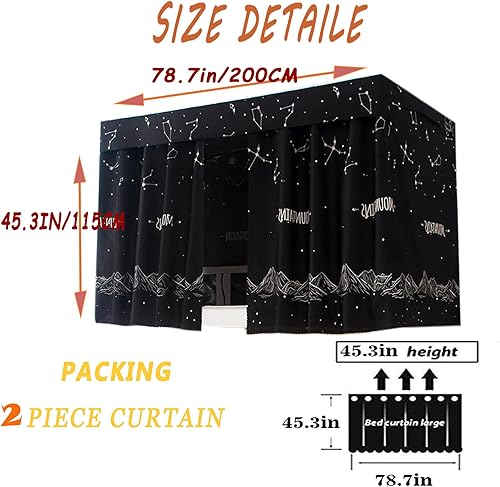 Miniatura 4 de Navhao 2 paneles, cortinas de litera inferior, de tela, para estudiantes, cortinas de sombreado para cama individual, 45.3 x 78.7 pulgadas