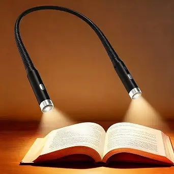 LED Neck Reading Light, 3-Color & 3-Brightness Adjustable Bendable Neck Light, USB Rechargeable Book Light for Reading in Bed, Knitting, Crochet, Camping, Working, Book Lovers Gifts (Black)