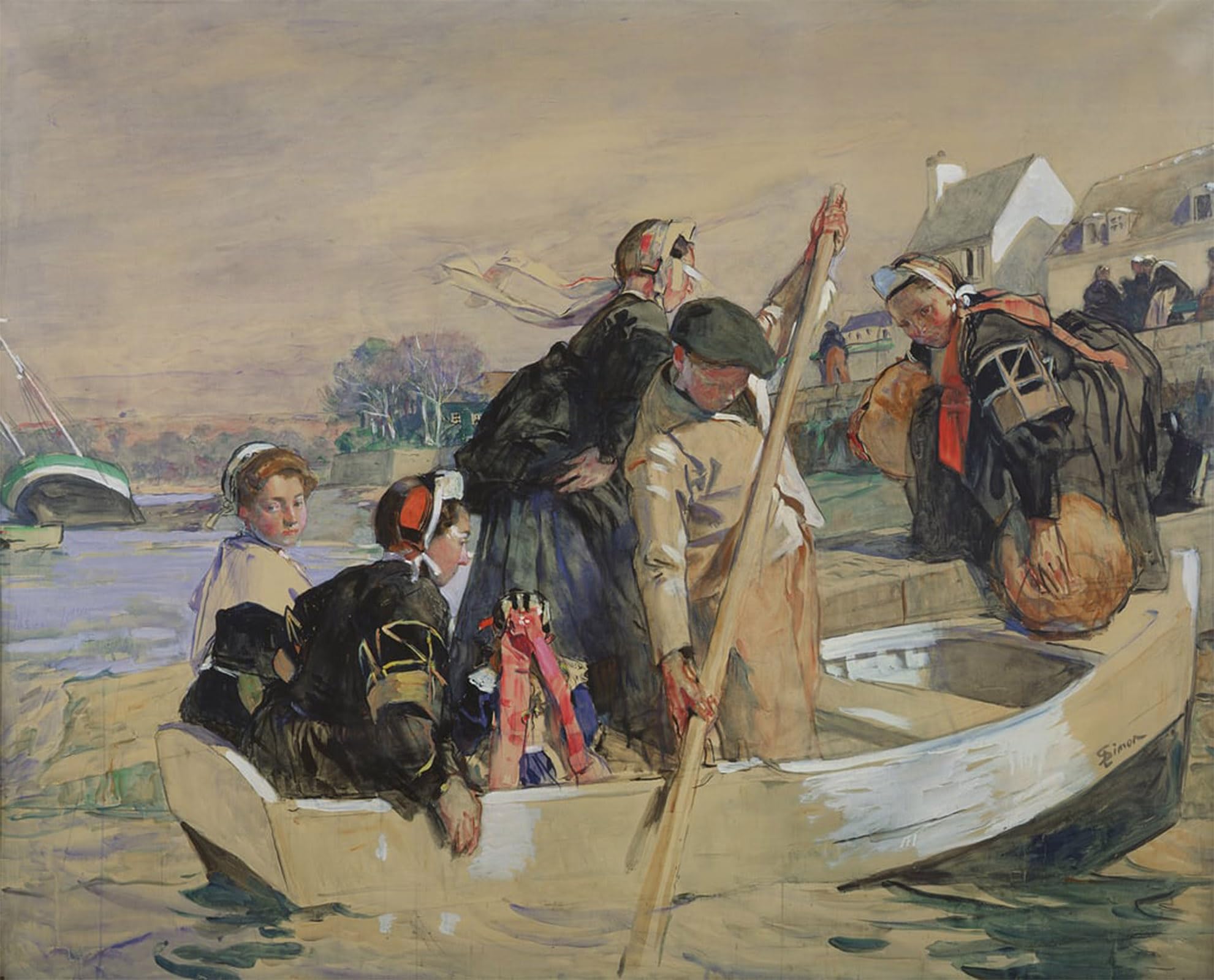 ARTXLXXBN Famous Prints Artwork Pictures Poster Painting Art Breton Scene by Lucien Simon Artwork Landscape Pictures for Home Decor 60x90cm