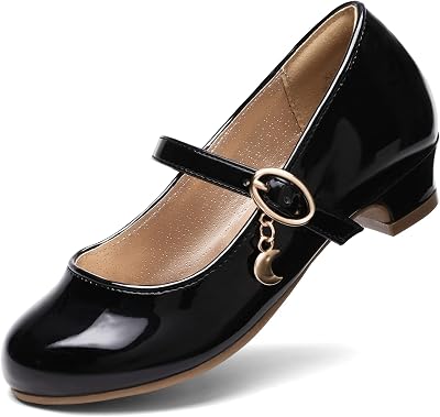 DREAM PAIRS Ballerinas Mädchen Mary Jane Flache Schuhe Ballerinas Prinzessin Schuhe Kommunionschuhe Schulschuhe SCHWARZ/PAT 33.5 KFL219