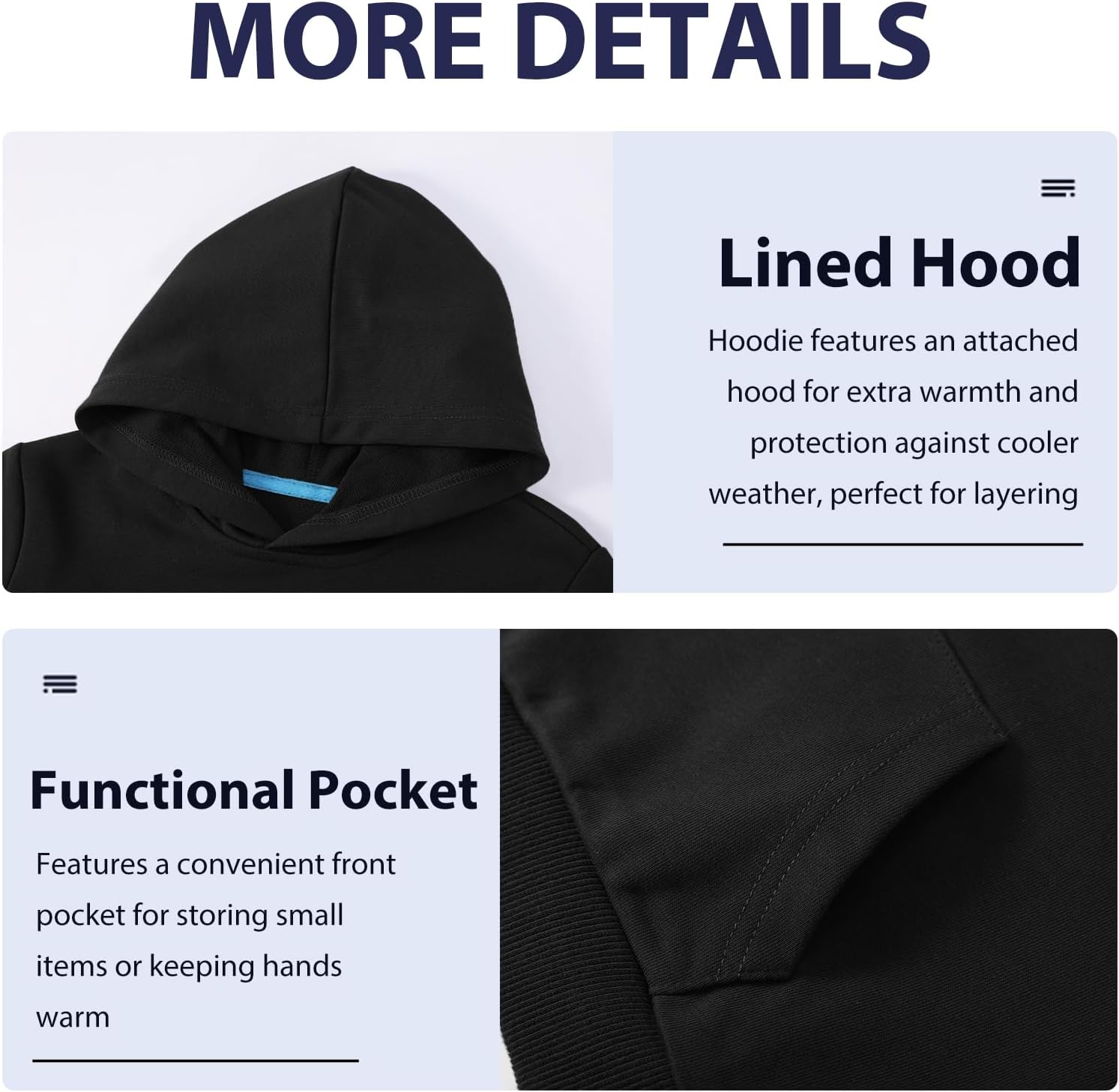 Phedrew 3-Pack Kids Cotton Hoodies Toddlers' Fall Outfits Pullover Hooded Medium Weight Sweatshirts for Boys and Girls - Image 4