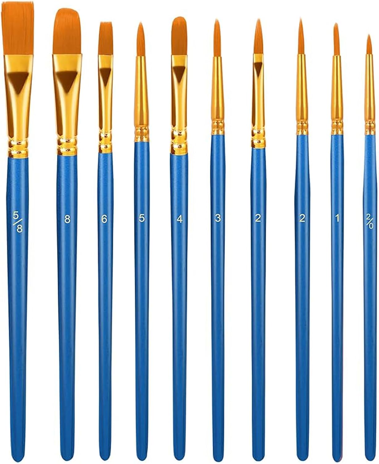 Paint Brushes Nylon,10 Pack Artist Paintbrushes with Oblique Head Painting Brushes Set for Watercolor Oil Acrylic Crafts Face Painting Blue