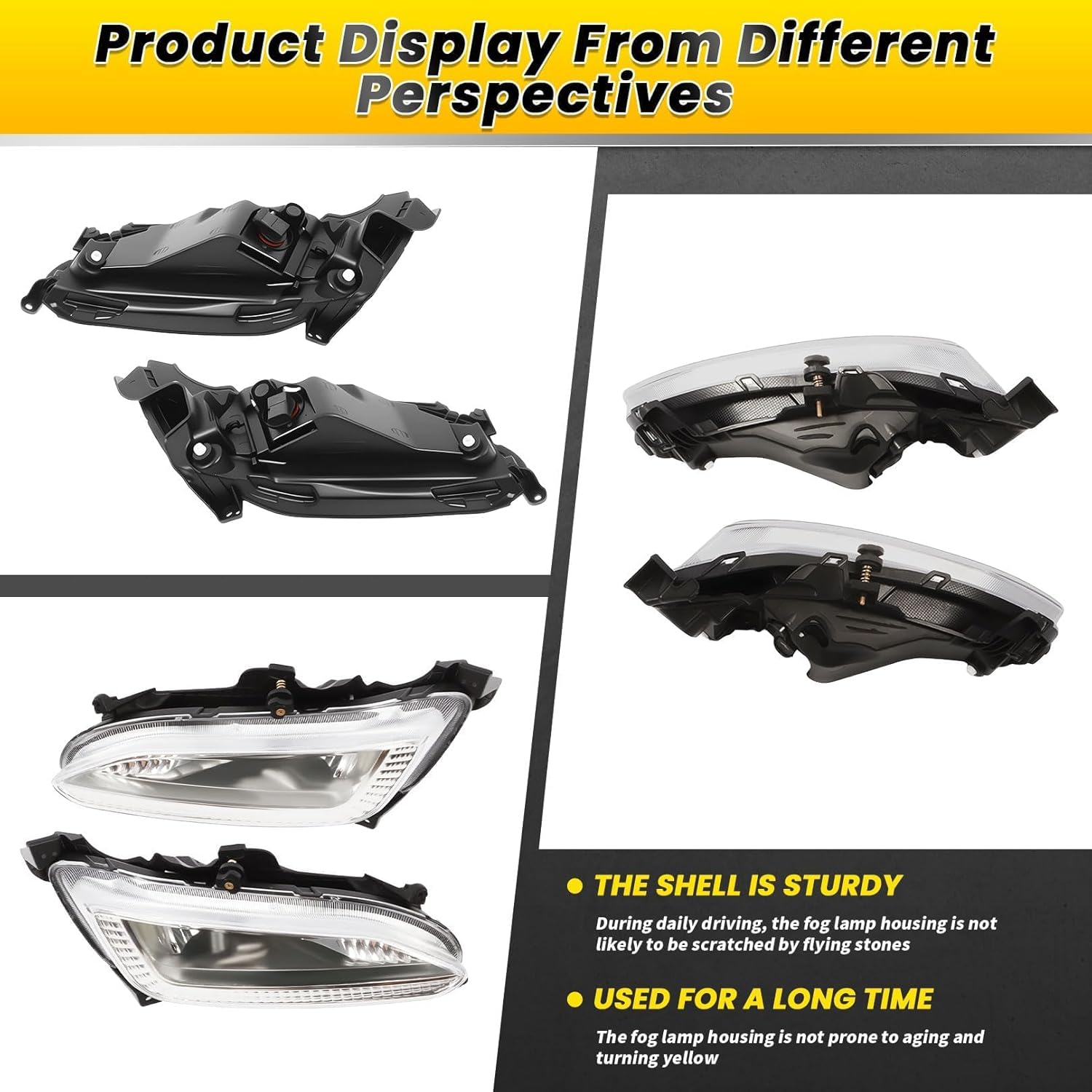 Pair Fog Light Assembly Compatible with Santa Fe 2013 2014 2015 Left and Right Halogen Lamp Passenger & Driver Side