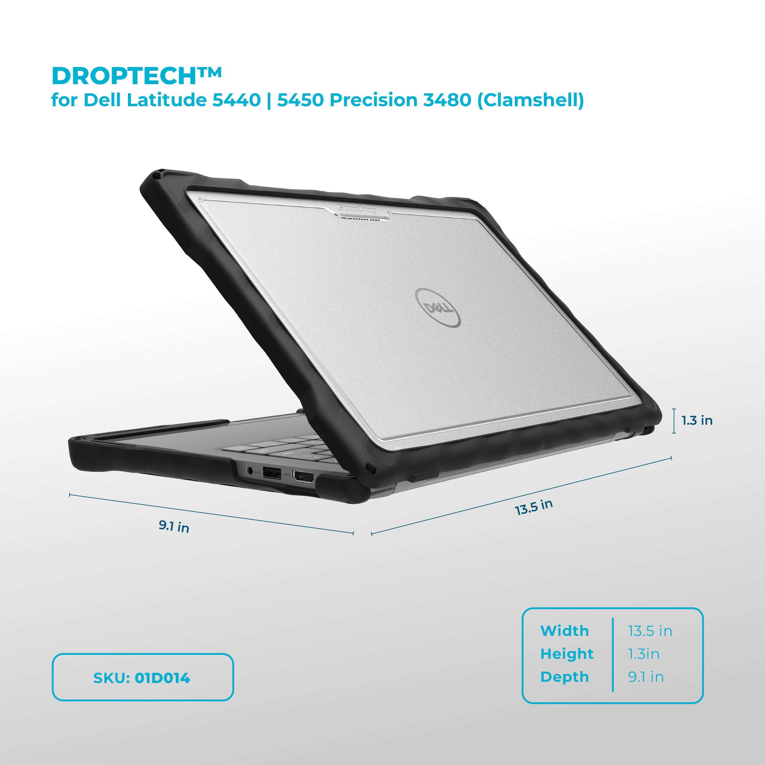 Gumdrop DropTech - Funda rígida para portátil DELL Latitude 5440 | Precision 3480 (Clamshell), Resistente a Prueba de caídas, a Prueba de Golpes, protección fiable para Dispositivos de Oficina,