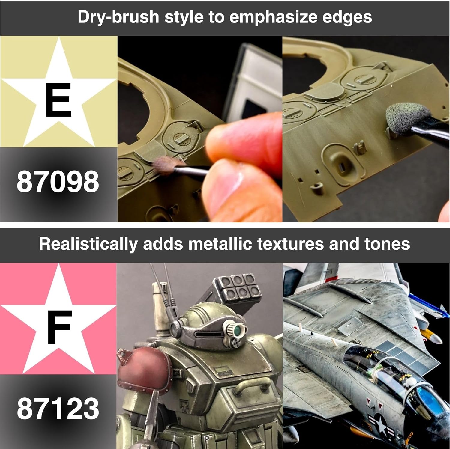 Weathering Master 6-Set (A, B, C, D, E, F) with Chipping Sponge & Alligator Clip Sticks 5 Pcs Set 87079/87080/87085/87088/87098/87123 Oil Paint, Stippling, Painting Tools, Weathering Effects