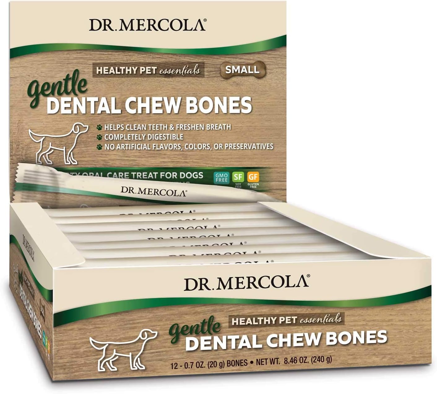 Dr. Mercola Dental Chew Bones, Small, 12 Bones, Non GMO, Gluten Free, Soy Free