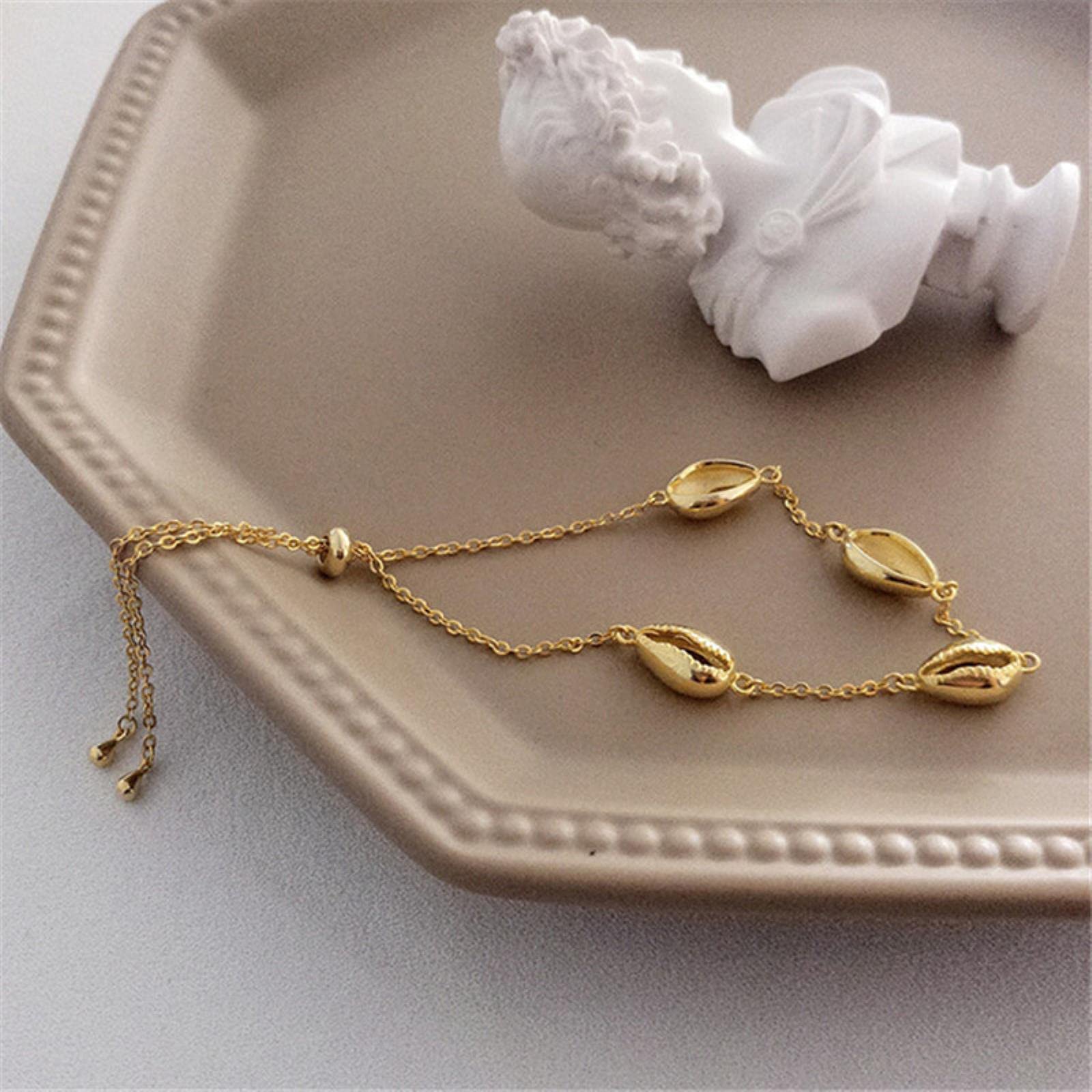 Bracciale e Braccialetto con ciondoli a Catena da Spiaggia Estiva in Argento Sterling 925 alla per Gioielli da cavigliera Punk Bohémien da Donna
