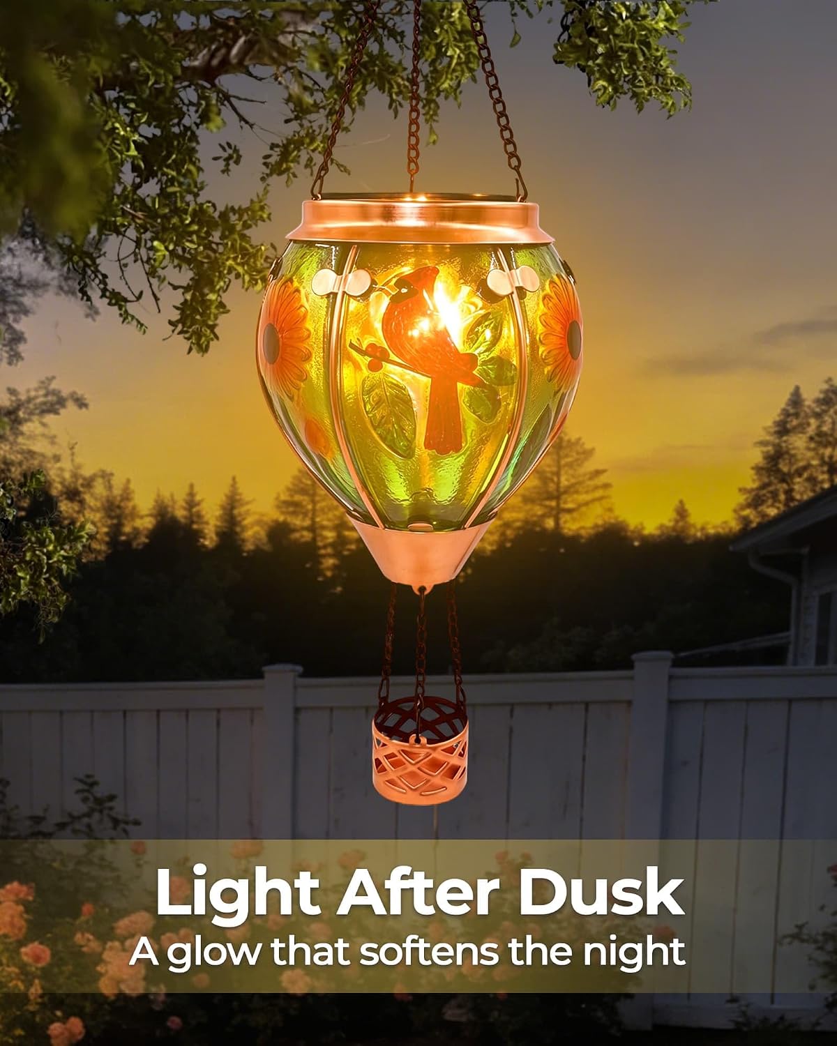 Glass Hot Air Balloon Solar Lantern with Flame image 2