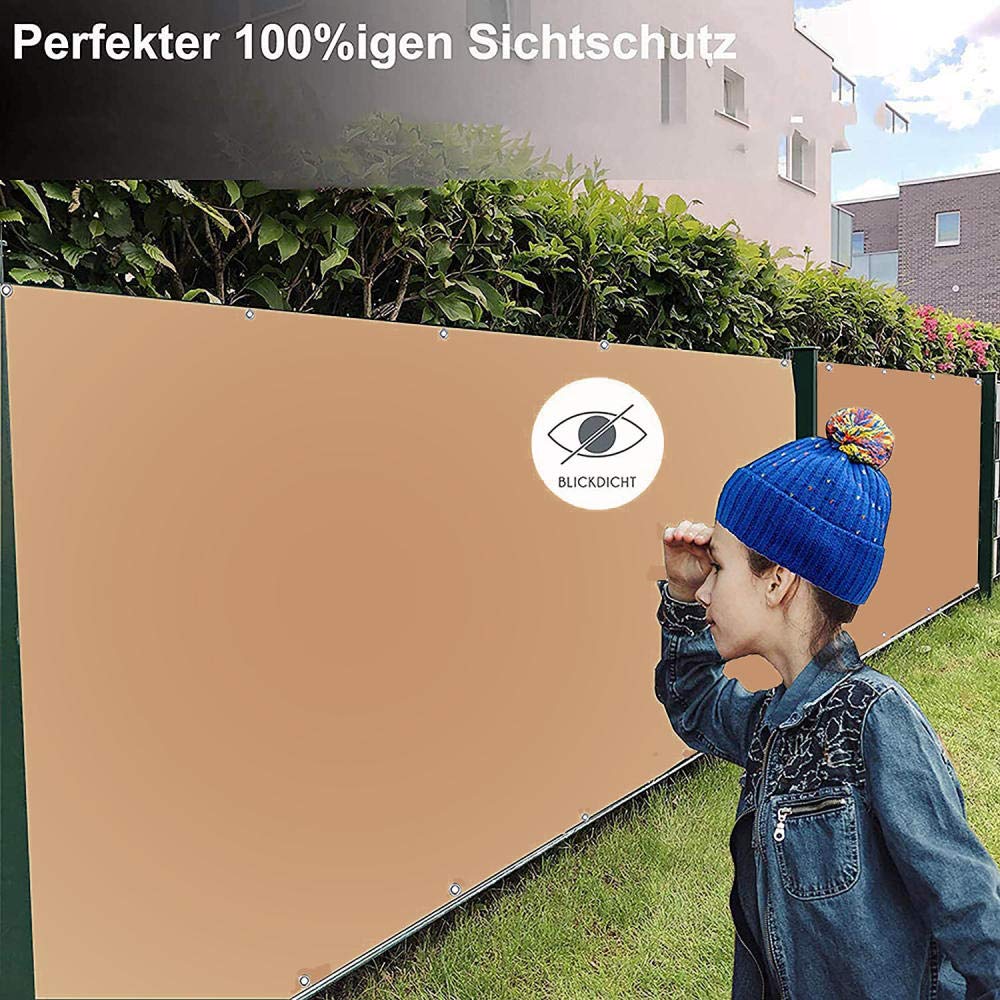 Deflektor wiatru na balkon na zewnątrz wodoodporna tkanina zaciemniająca odporna na promieniowanie UV 110 x 900 cm wytrzymała osłona ogrodzenia na taras ogrodowy zawiera opaski kablowe i liny, kolor