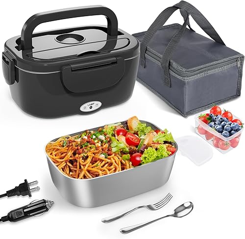 Miniatura 14 de Monteka Fiambrera eléctrica calentador de alimentos – Calentador de alimentos portátil a prueba de fugas para adultos para coche/hogar/camión con