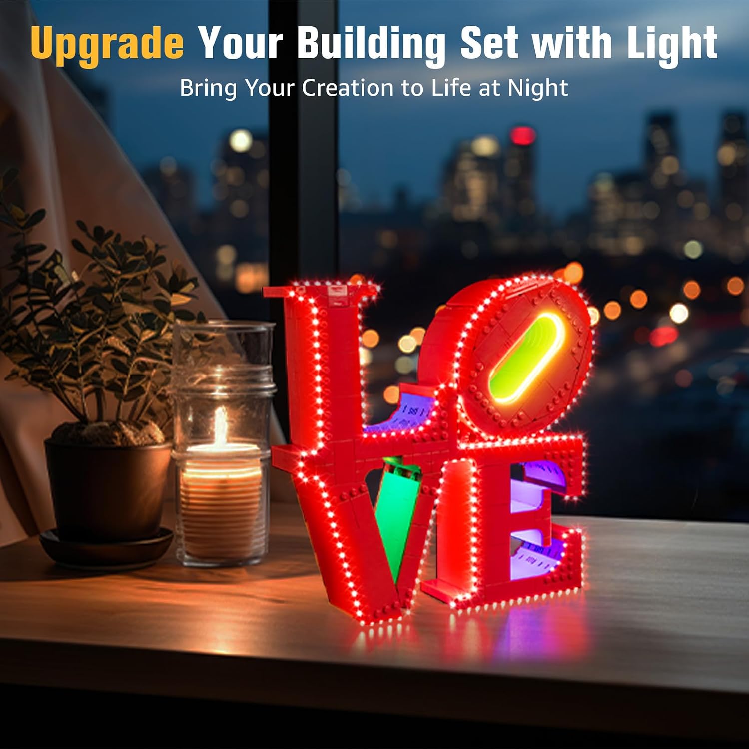 BrickSoul Light Up Kit Compatible with Lego Art Love 31214 Building Set | Upgrade Design Lighting Accessories | Cable-Hiding Tech for Display, Gift Ideas for Valentine's Day (31214 Set NOT Included)
