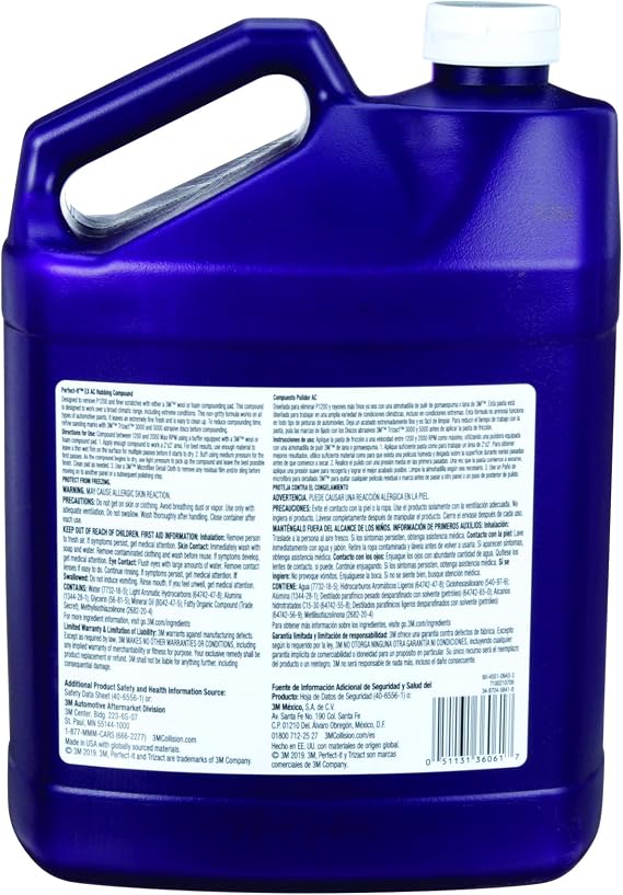 Perfect-It 3M EX AC Rubbing Compound, 36061, Fast Cutting, High Performing, 1 gal (8.95 lb)