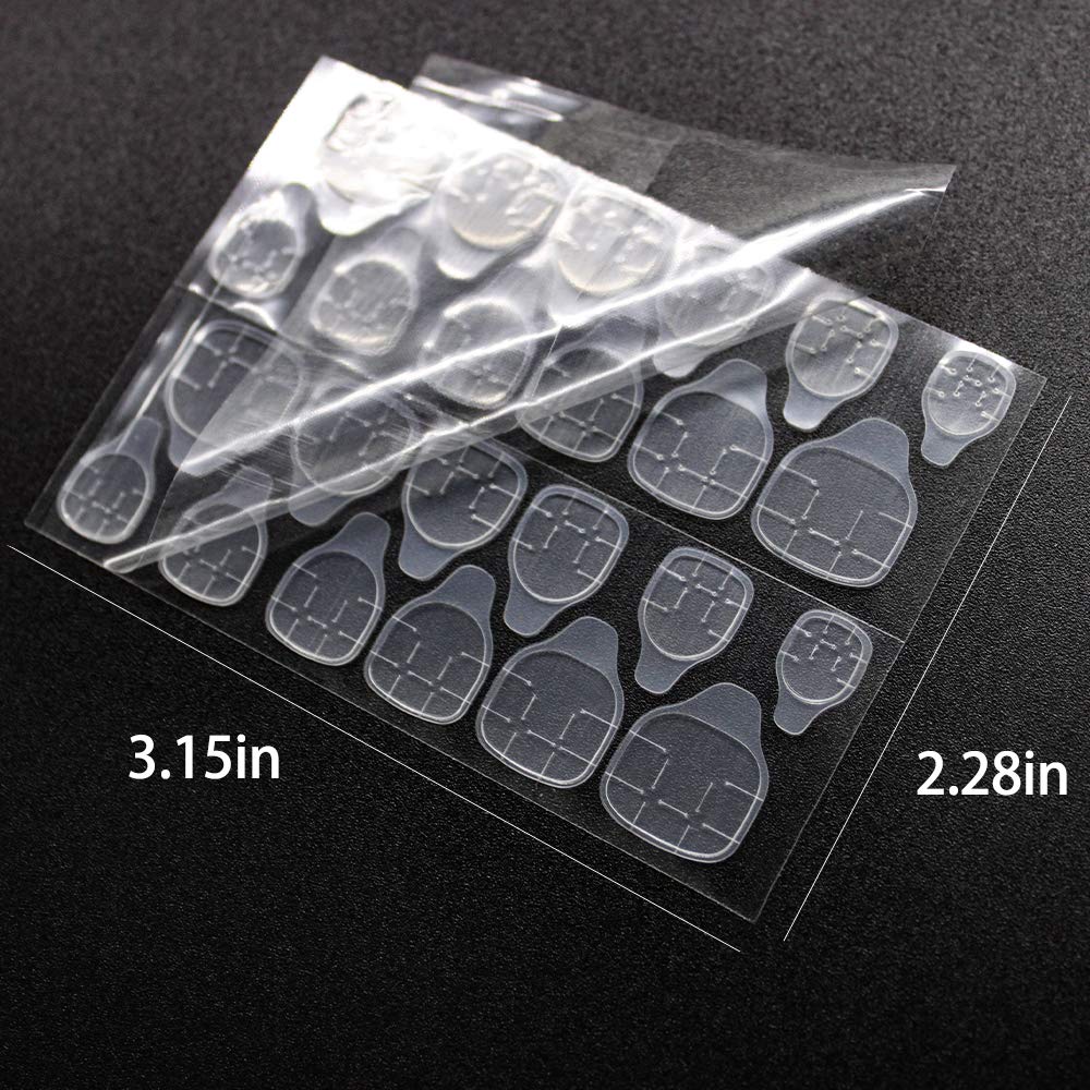 JUSTOTRY 50 Sheets (1200Pcs) Double-Sided Fake Nail Adhesive Tabs - Breathable Transparent Gel Nail Tape Glue Stickers for Press on Nails Tips Women Kids