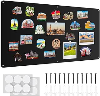 ALANGDUO Magnettafel Schwarz 49 x 90cm, Große Magnetwand Matt für Magnete, Fotos, Souvenirs, Hochwertiges Memoboard Pinnwand für Wohnzimmer, Büro und Küche