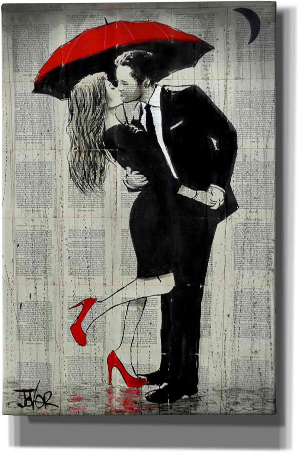 Epic Graffiti 'The Kissing Rain' by Loui Jover, Canvas Wall Art, 12"x18"