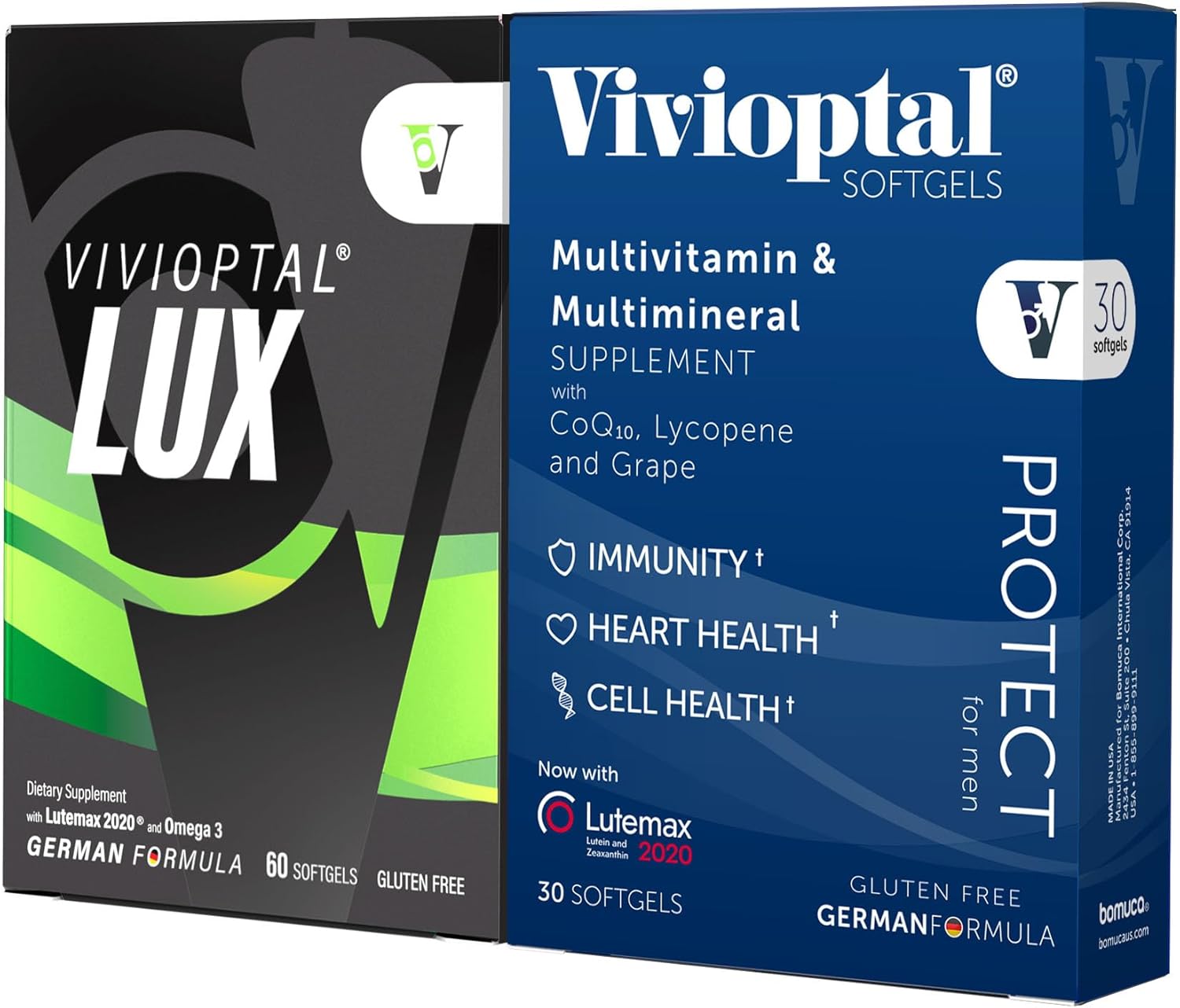 Vivioptal for Men, 30 Softgels + Vivioptal Lux, 60 Softgels, Multivitamin & Multimineral, Gluten Free, German Formula