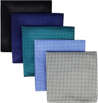 SHLAX&WING 5 Pieces Assorted Mens Silk Pocket Square Handkerchiefs Set Lot 19