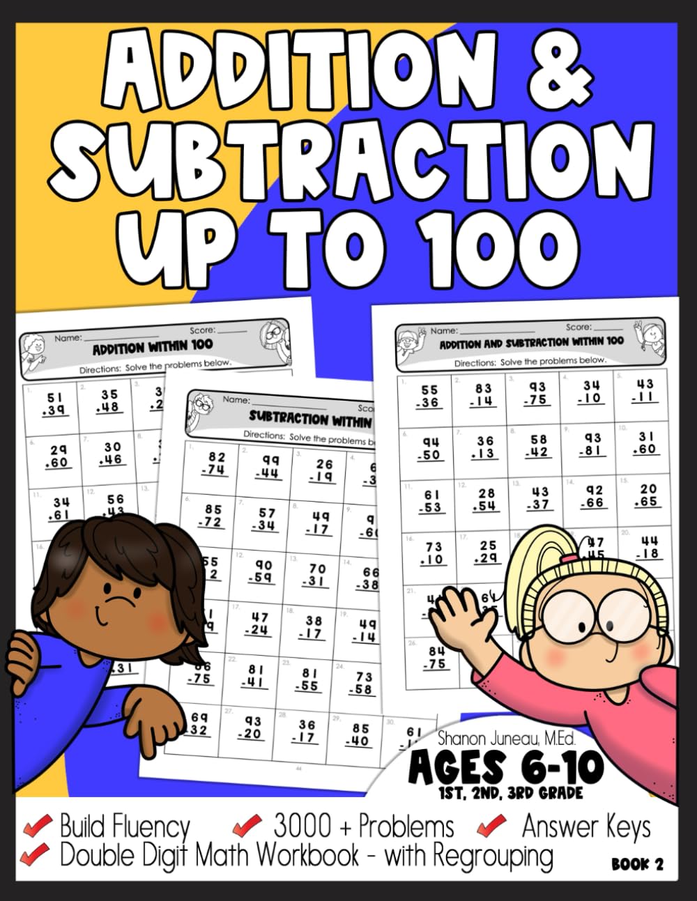 Second Grade Addition and Subtraction up to 100 Math Addition and Subtraction fluency: Practice Math 2nd Grade Double...