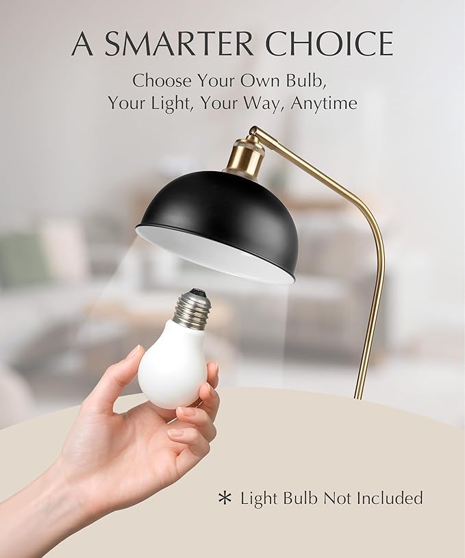 HarvestLand HarvestLand Halo Brass Floor Reading Lamp – Standing Reading Lamps with Solid Base, Black Reading Floor Lamp for Living Room, Bedside Table or Over Chair Use, Reading Light Standing Lamp photo 2