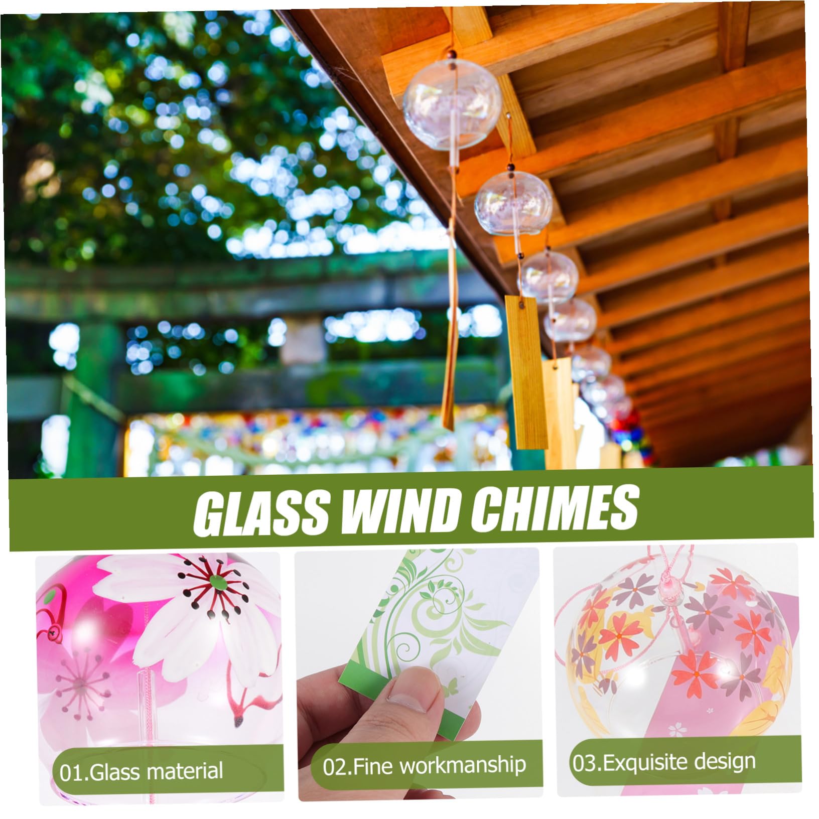 iplusmile Campanelli Vento in Vetro 4 Pezzi Decorativi da Appendere per Balcone e Giardino Design Semplice e Funzione Rilassante per Esterno