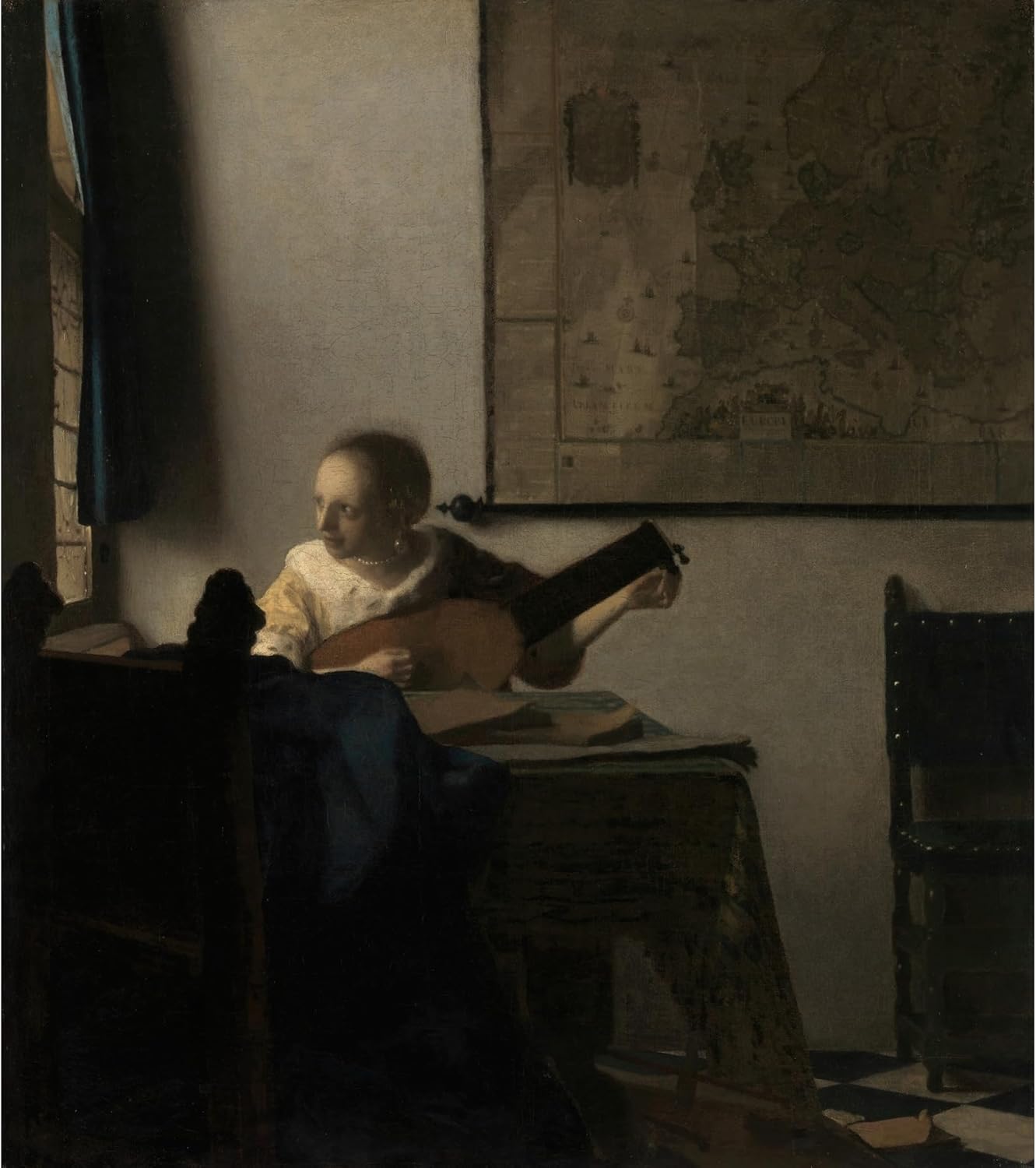 ArtDirect Young Woman with a Lute (ca. 1662-63) Unframed Art Print Giclee Poster by Johannes Vermeer - Ready for Framing with Customization Sizes 8x9, 11x12, 16x18, 24x27, 36x41 and 48x54 inches