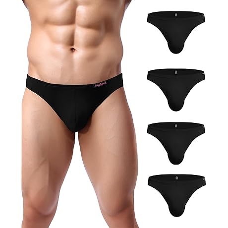 Avidlove Men's Bikini Underwear, Low Rise Microfiber Briefs, 4-Pack