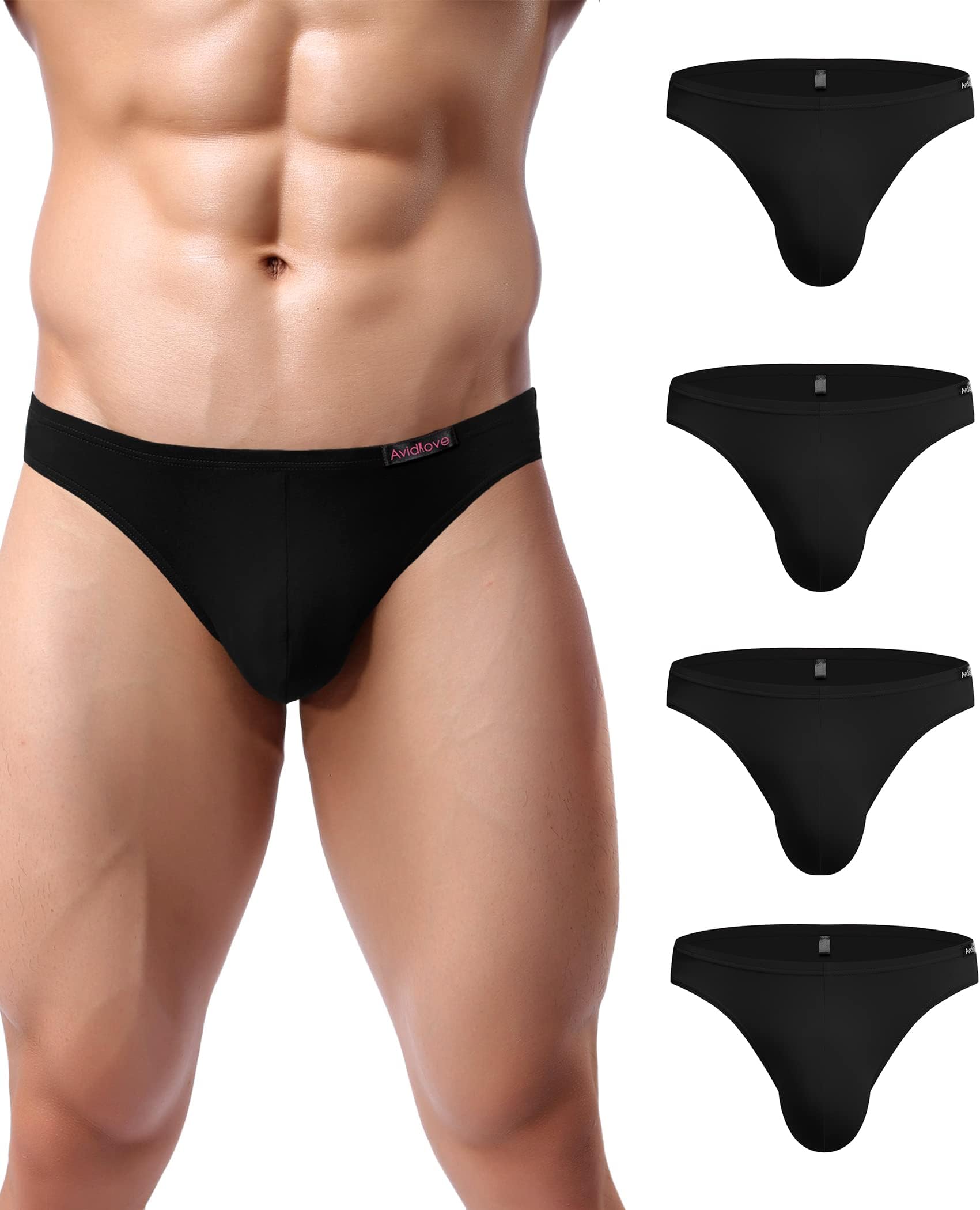 Mens Bikini Underwear Low Rise Briefs Microfiber Underpants 4 Pack