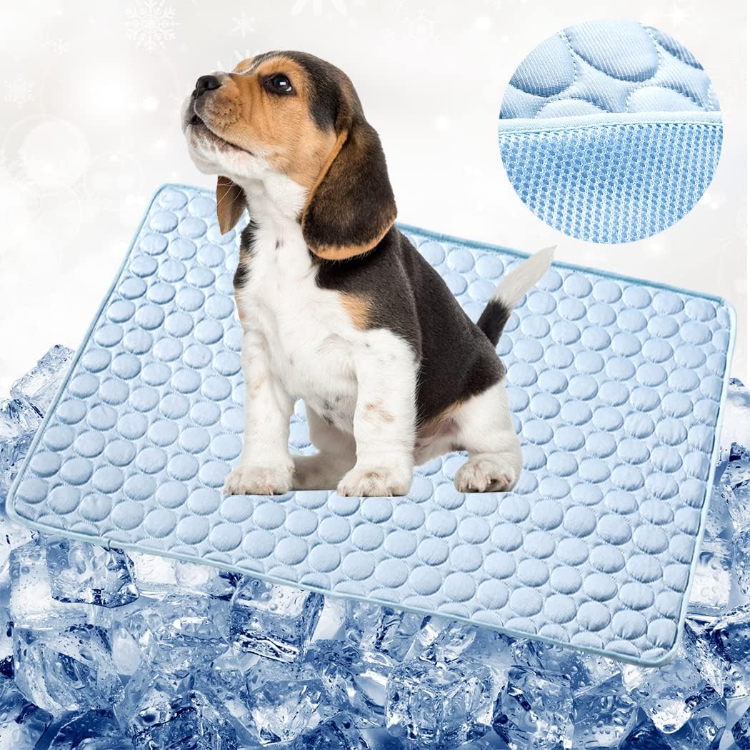 LHRXTY Dog Cooling Mat Pet Self Cooling Sleep Pad Washable Ice Silk Blanket for Kennel/Sofa/Car Seat/Bed/Floor