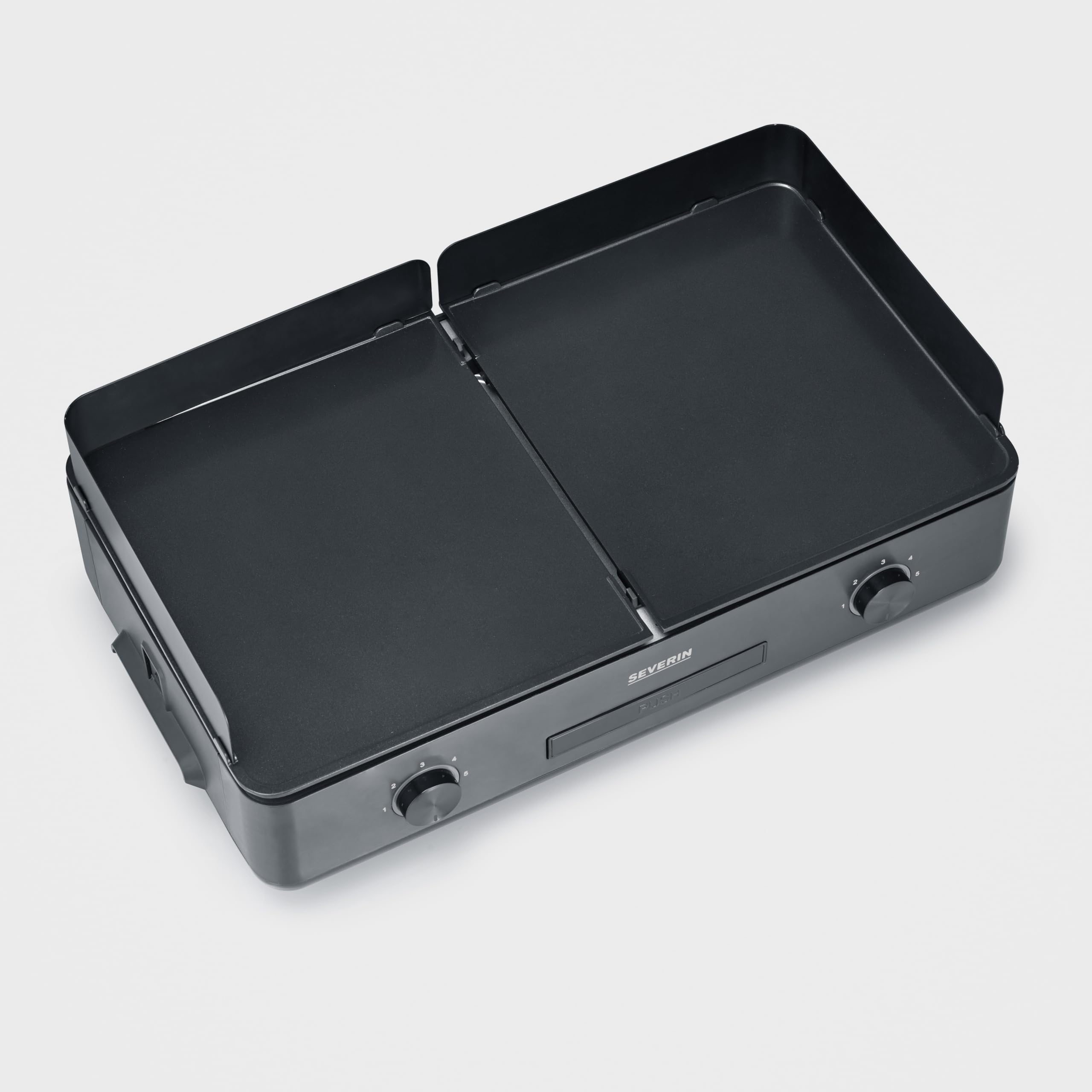 SEVERIN Plancha réglable jusqu'à 240°C, 2 200 W, Plaque de cuisson au revêtement céramique pour viandes, poissons & légumes, Gril électrique avec bac récupérateur de graisse amovible, Noir, PG 8569
